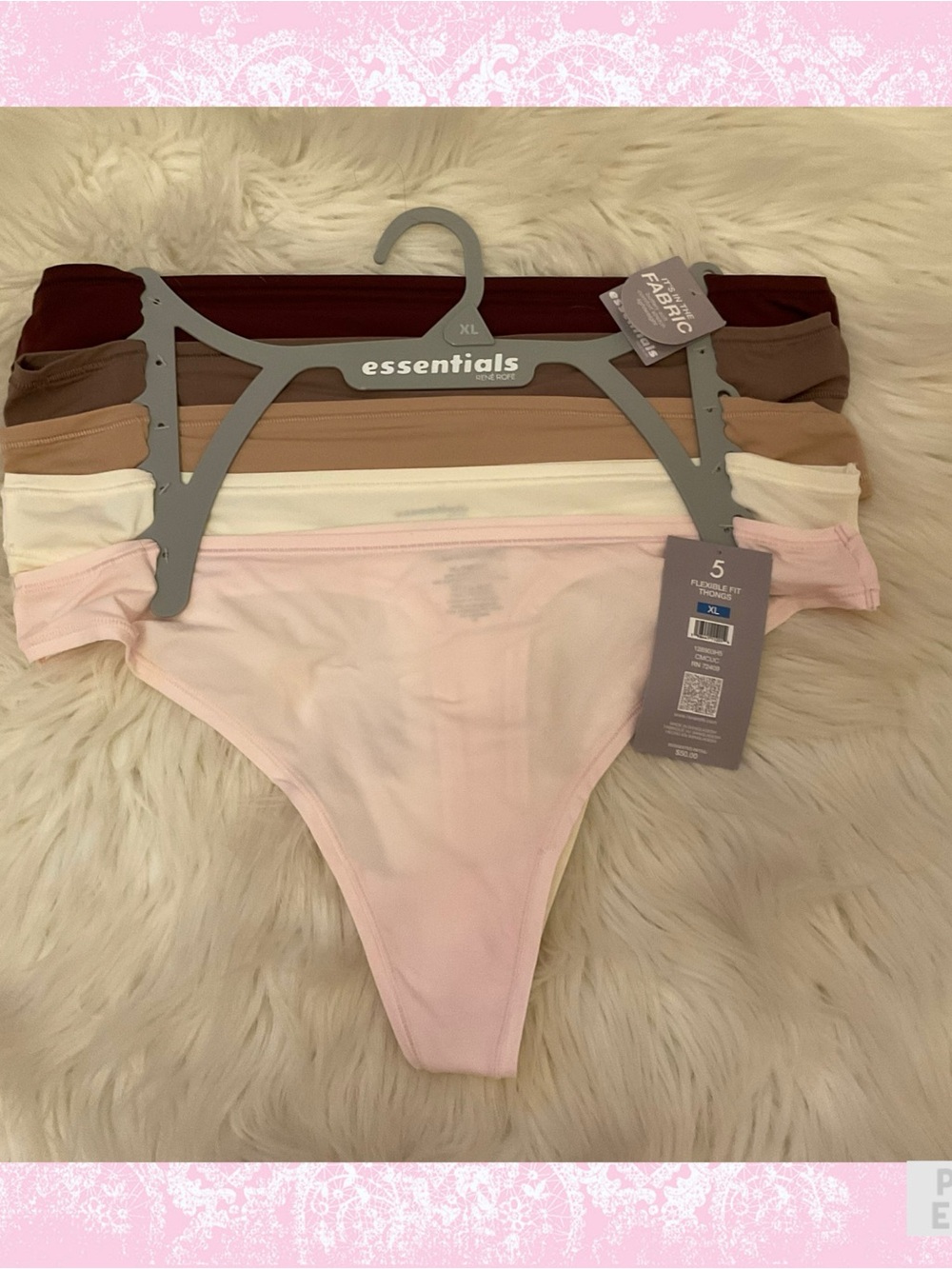 René Rofé Essentials 5 Flexible Fit Thongs - NWT - Size XL
